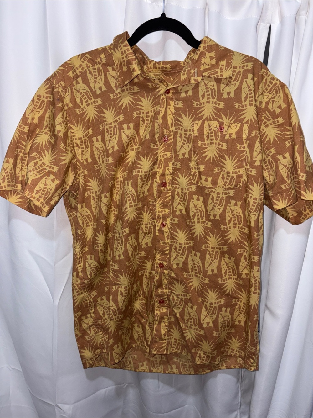 Patagonia Brown and Tan Short-Sleeve Button-Down Shirt